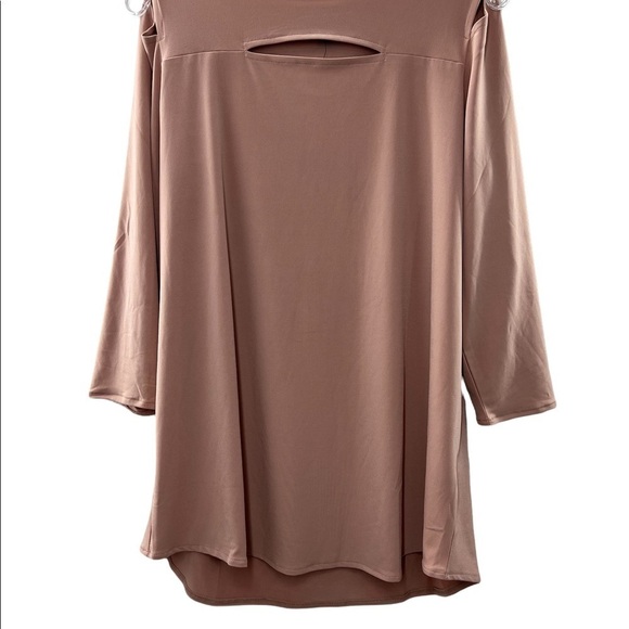 NWT Alfani Cutout 3/4 Sleeve Mocha Large Blouse - Picture 5 of 7
